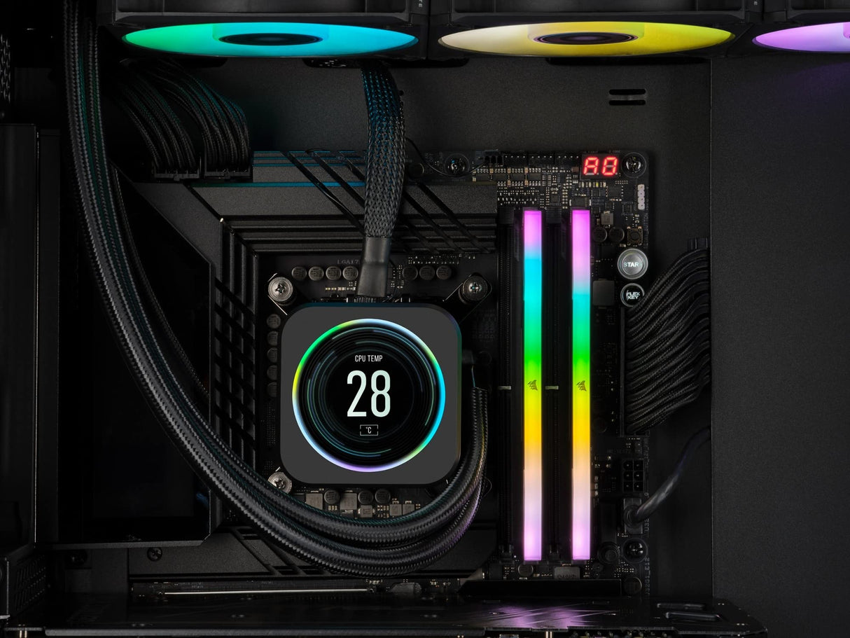 Corsair VENGEANCE RGB DDR5 32GB (2x16GB) 7000MHz C34 Kit de Memoria Optimizada Intel Para Equipos de Sobremesa - Iluminación RGB Dinámica de Diez Zonas - Perfiles Intel® XMP 3.0 Personalizados - Negro