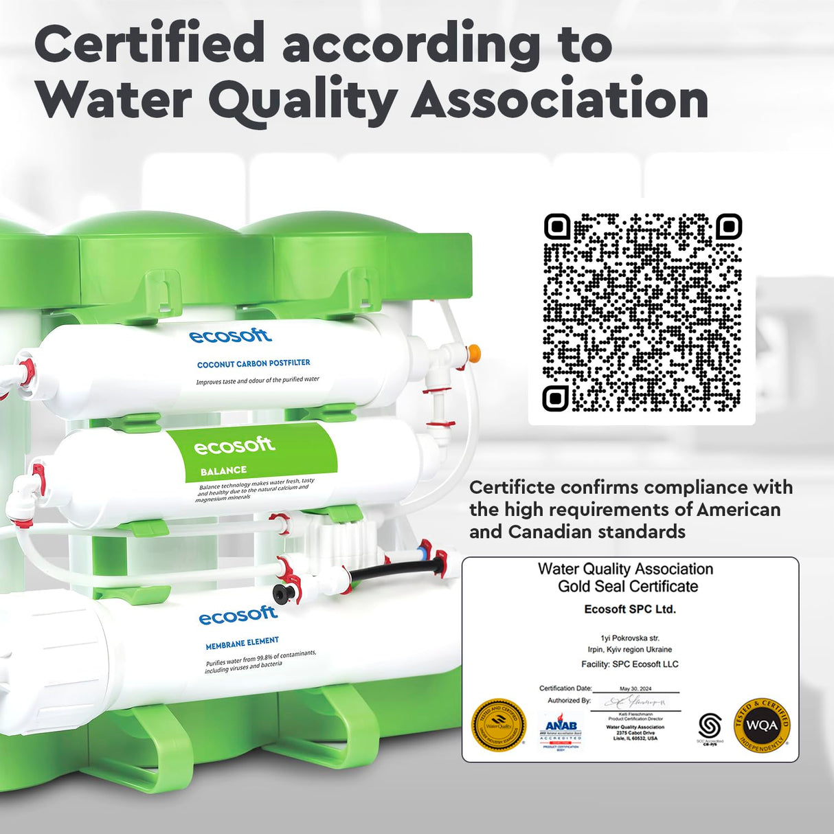 Ecosoft PURE Balance Filtro de Ósmosis Inversa Compacto | Sin Bomba | Mejora el Sabor del Agua Potable Doméstica