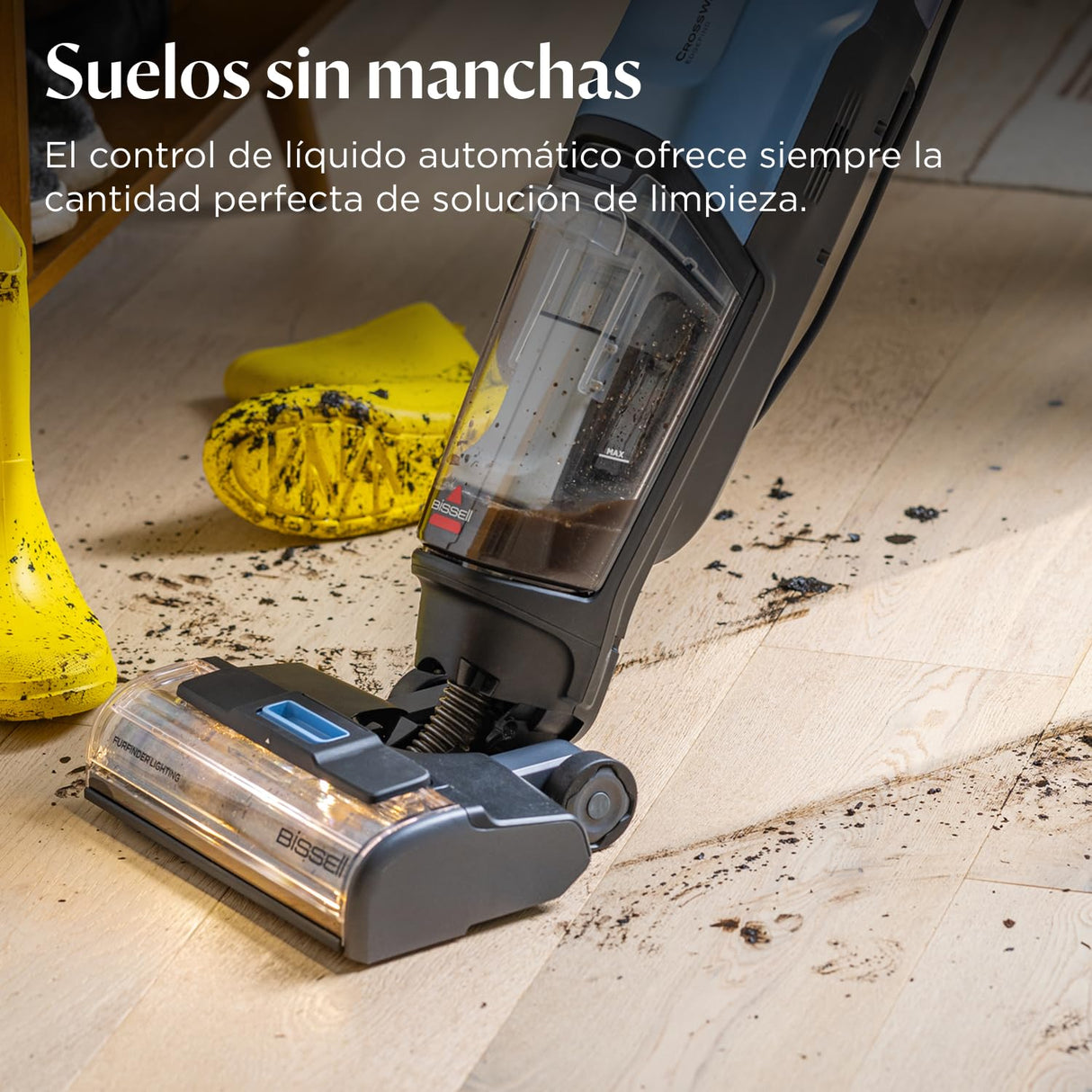 BISSELL CrossWave EdgeFind, aspirador de mano en seco y húmedo, limpieza potente de suciedad de mascotas, aspiradora en húmedo con tecnología ZeroGap, aspiradora para fregar, multisuperficie, 4159N