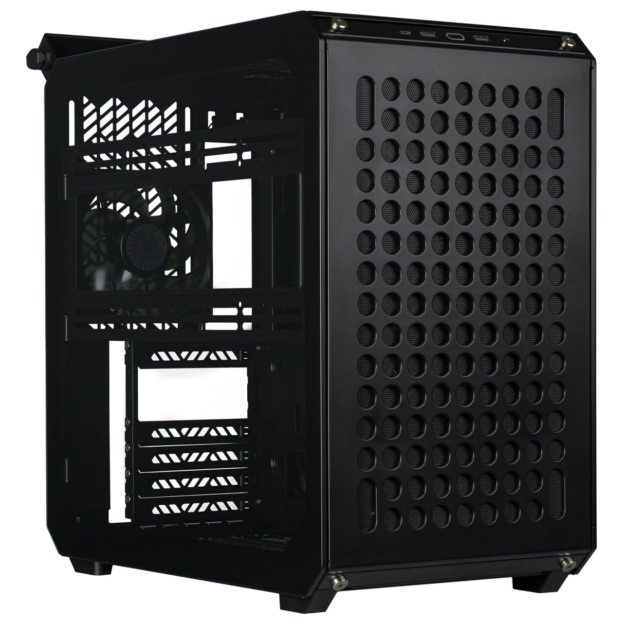 Cooler Master Qube 500 Flatpack – Caja PC ATX Media Torre, Totalmente Modular, 1 Ventilador SF 120mm Negro Preinstalado, Montaje GPU Vertical, Admite Placa Base EATX y Radiadores Duales 280mm, Negro