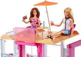 Barbie Supercasa, casa de muñecas con Accesorios , con Cuatro Habitaciones, terraza en la azotea, Detalles realistas, Piscina y Muebles, DLY32