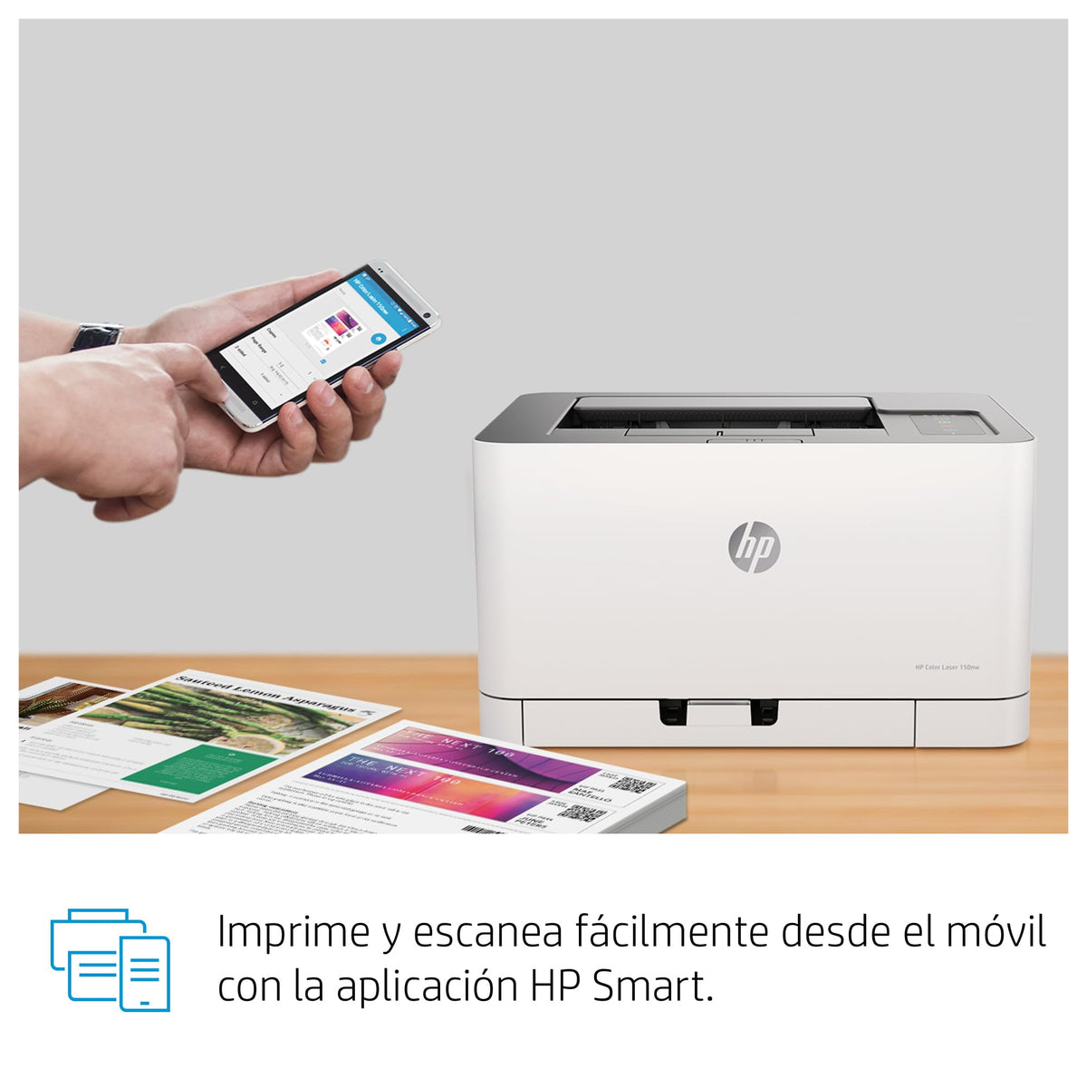 HP Color Laser 150nw 4ZB95A, Impresora Láser Monofunción A4 a color, impresión a doble cara manual, Wi-Fi, Ethernet, USB 2.0 alta velocidad, Compatible con HP Smart App, Panel de control LED, Blanca