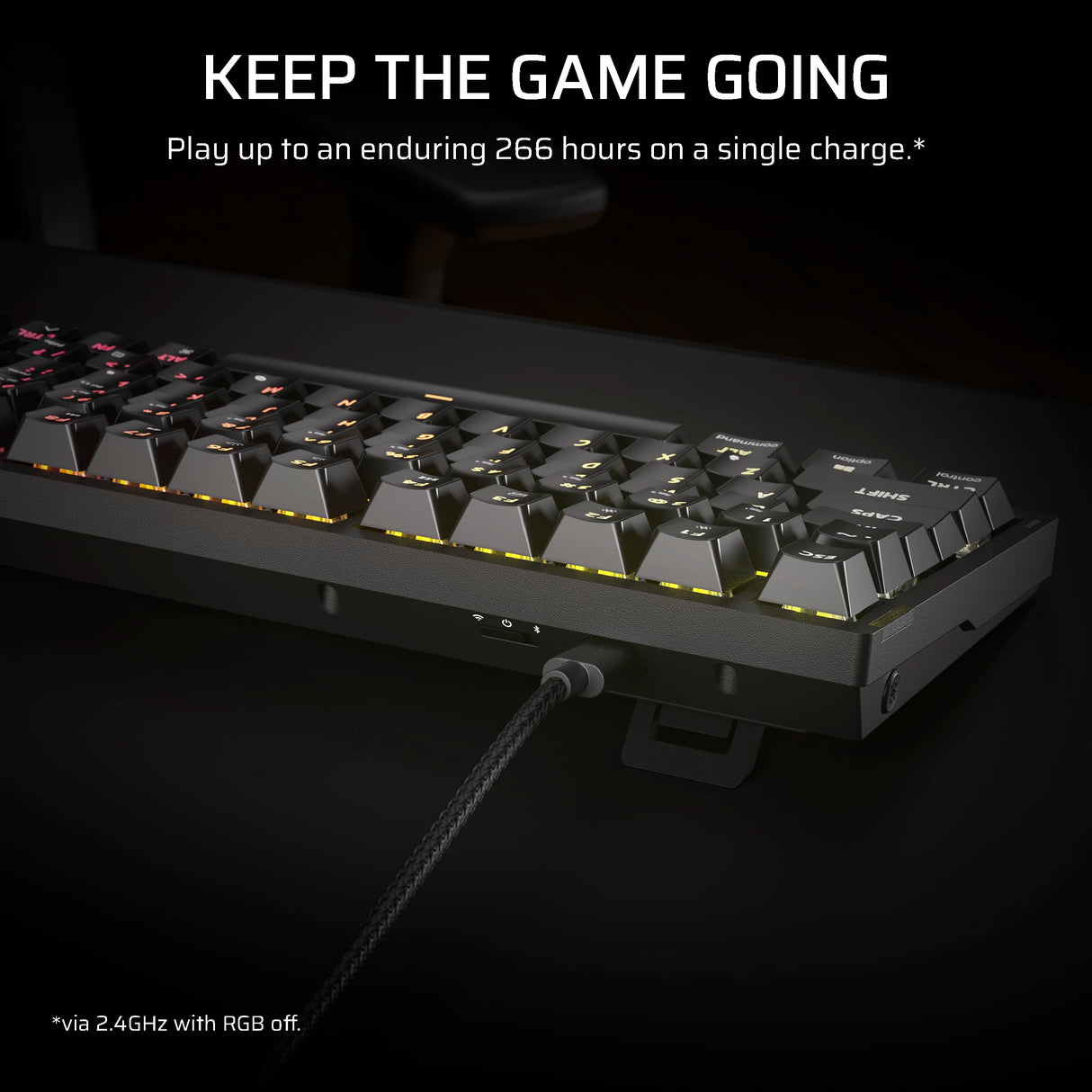 Corsair K65 Plus Wireless 75% RGB Teclado mecánico para Juegos Intercambiable en Caliente – Conmutadores táctiles pre-lubricados MLX Fusion – Dos Capas de amortiguación de Ruido – Teclas PBT –