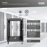 DIGITUS DN-48001 - Rack de Audio - 19 Pulgadas - 16U - Rack de Equipo Universal - para Accesorios de Audio y vídeo - Sin Montar - Carga máxima 136 kg - con Ruedas - Negro