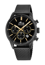 LOTUS Reloj Hombre 18700/2 Chrono Caja de Acero Inoxidable 316l Negro Correa de Acero Inoxidable 316l Negro