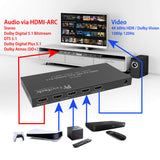 FeinTech Conmutador HDMI 2.0 ARC Pass 4x1 VAX04100, para 3 fuentes HDMI, barra de sonido y proyector de TV 4K @60Hz | HDR | 18 Gbit/s | HDCP 2.2 Dolby Atmos