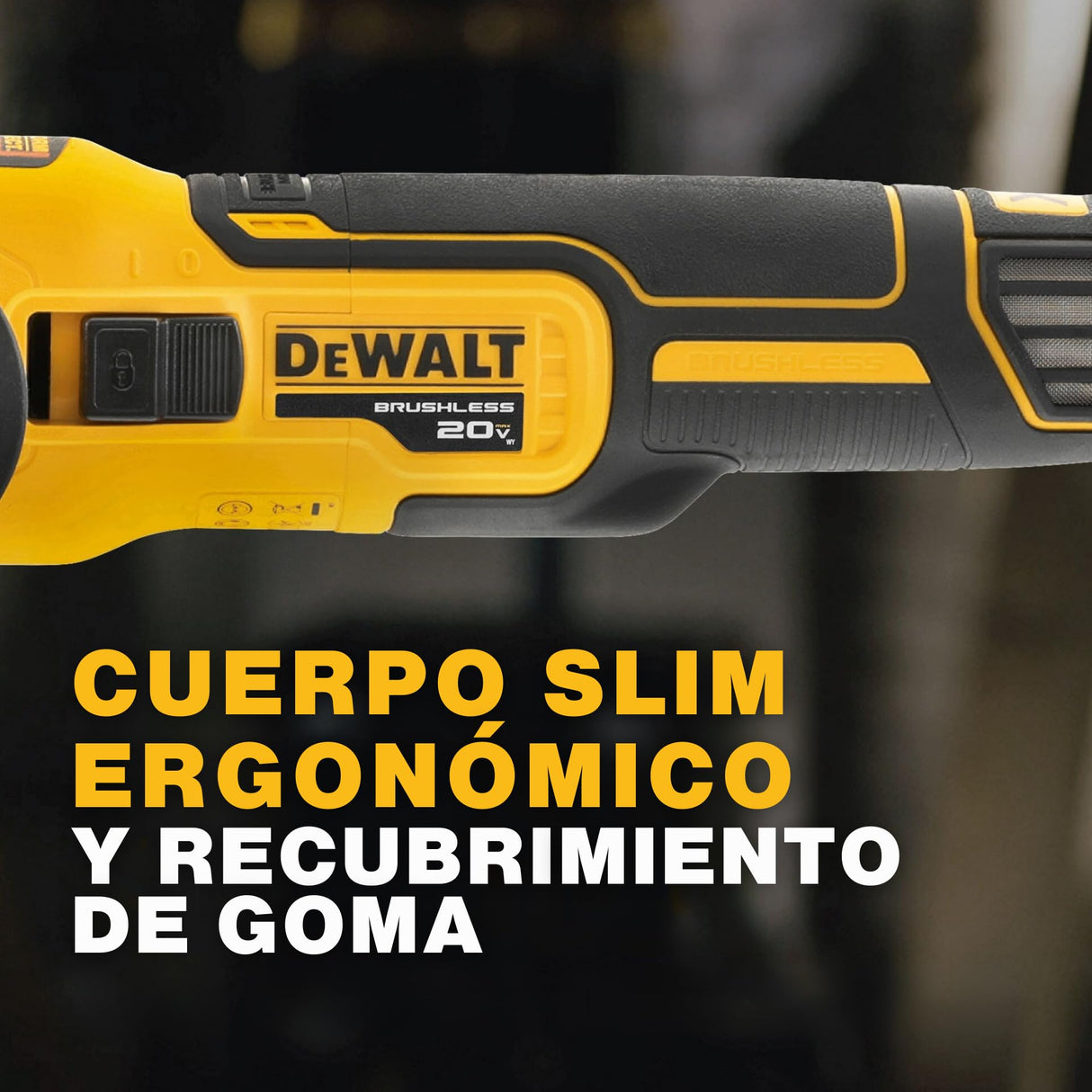 DEWALT Amoladora Angular 18V XR Sin Escobillas 125mm Cabezal Plano, Inalámbrica para Espacios Reducidos, Corte de Metal, Mayor Seguridad y Protección contra Polvo, Solo Cuerpo – DCG405FN-XJ