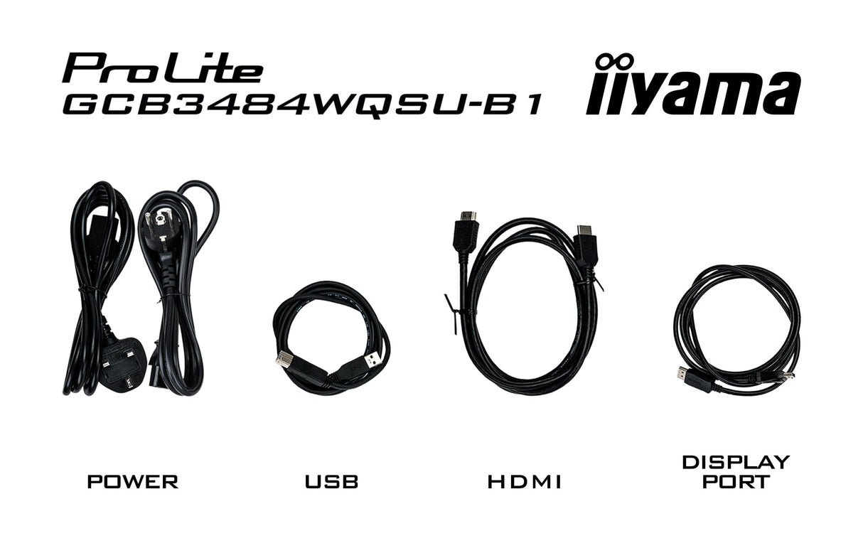 iiyama G-Master GCB3484WQSU-B1 86.4 cm 180Hz Curvo UWQHD, 0.4ms, FreeSync Premium, 3440x1440, 2 x HDMI, 1 x DisplayPort, 2 x USB 3.2, 2 x USB-C (7.5W), Soporte de Altura Ajustable