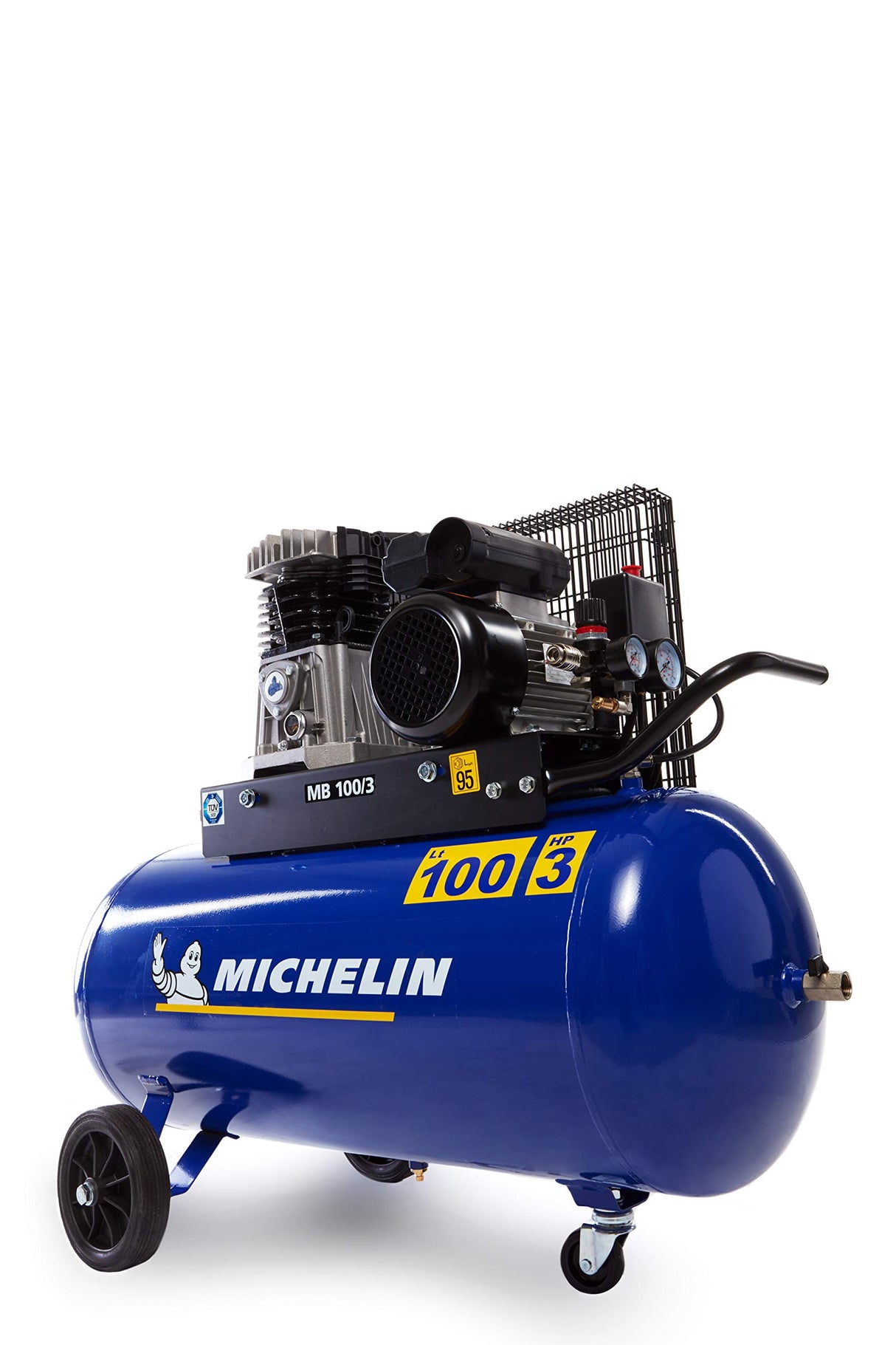 MICHELIN - Compresor de aire MB100/3 - Tanque de 100 litros - Motor de 3 cv - Presión máxima 10 bar - Flujo de aire 250 l/min - 15 m³/h