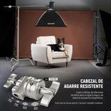 NEEWER Soporte C de Acero Inoxidable de 3,2m con Brazo de Pértigaa, Varilla Central más Gruesa, Carga Máxima 20kg, Fotografía Luz Soporte con Brazo de 1,27m para Monolight Softbox, SC320Q