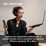 Sony WH-1000XM6 Auriculares Bluetooth inalámbricos con Noise Cancelling, Sonido de Alta resolución, cómodos, diseño Plegable, Estuche Resistente, 30 Horas de batería, iOS y Android - Negro