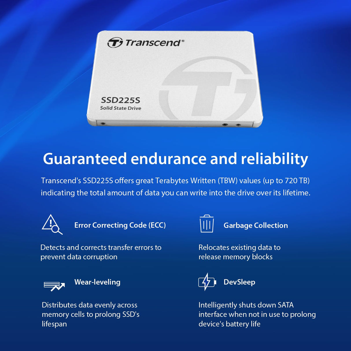 Transcend SSD225S 2TB 2.5" SATA III (6Gb/s) SSD Interno - Memoria Flash 3D NAND, Resistente a Golpes - TS2TSSD225S