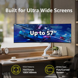 BEWISER Brazo de Monitor Resistente Ultra Ancho para Pantallas de 34 a 49 Pulgadas y Nuevas de 57 Pulgadas, Capacidad de Peso de hasta 44 Libras, Brazo Giratorio Ajustable de Altura de Movimiento
