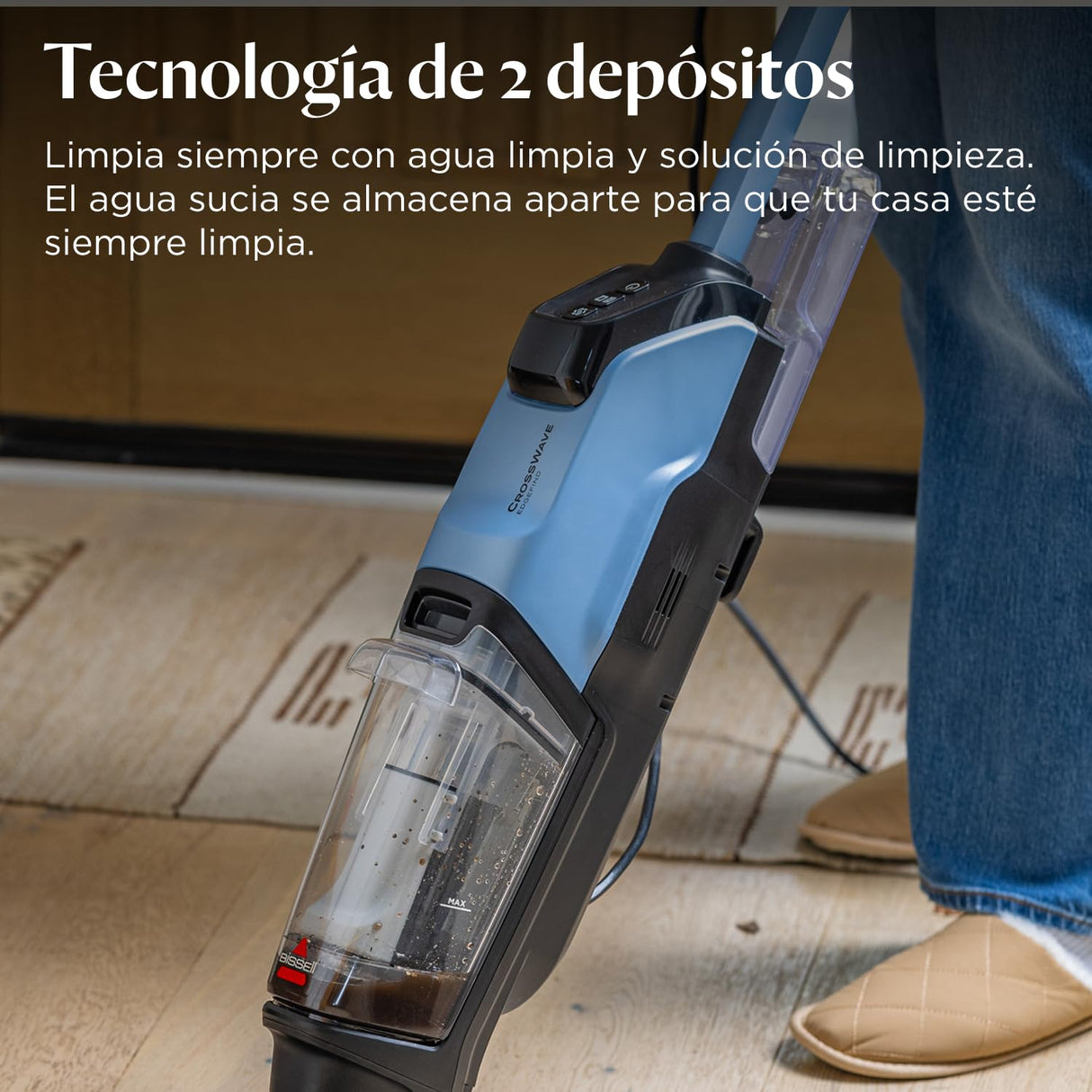 BISSELL CrossWave EdgeFind, aspirador de mano en seco y húmedo, limpieza potente de suciedad de mascotas, aspiradora en húmedo con tecnología ZeroGap, aspiradora para fregar, multisuperficie, 4159N