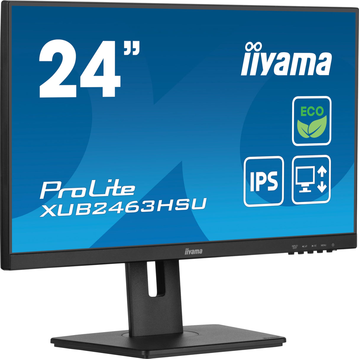 iiyama XUB2463HSU-B1 24" Panel IPS Green Choice, EyeComfort / EyeSafe 2.0, 1920x1080100Hz, 15cm Hiegt Adj. Stand, 250cd/m², Altavoces, HDMI, DisplayPort, 3ms GTG, FreeSync, USB 2x 3.2 (23,8" VIS)