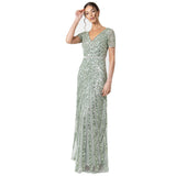 Maya Deluxe Abendkleid Pailletten Maxi Elegant für Hochzeit Vestido de la Dama de Honor De Las Mujeres, Verde, 46