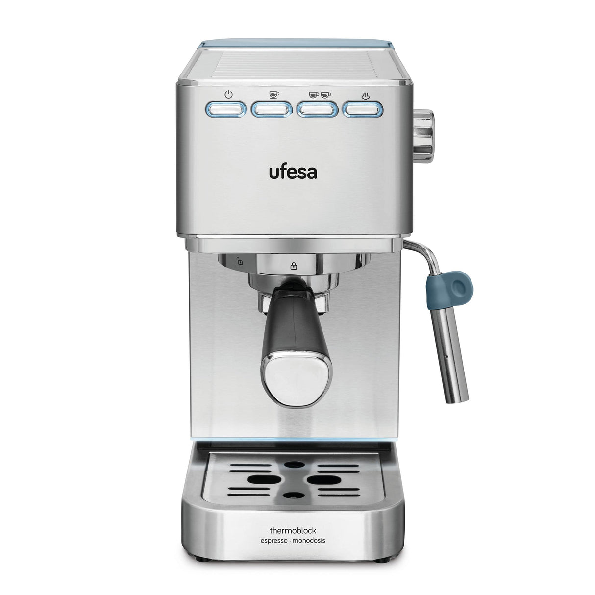 Ufesa CE8020 Capri Cafetera Expresso y Capuccino, 20 Bares, 1350W, Sistema Thermoblock, Vaporizador Orientable, 2 Modos: Café Molido o Monodosis, Depósito 1.4L, Apagado Automático