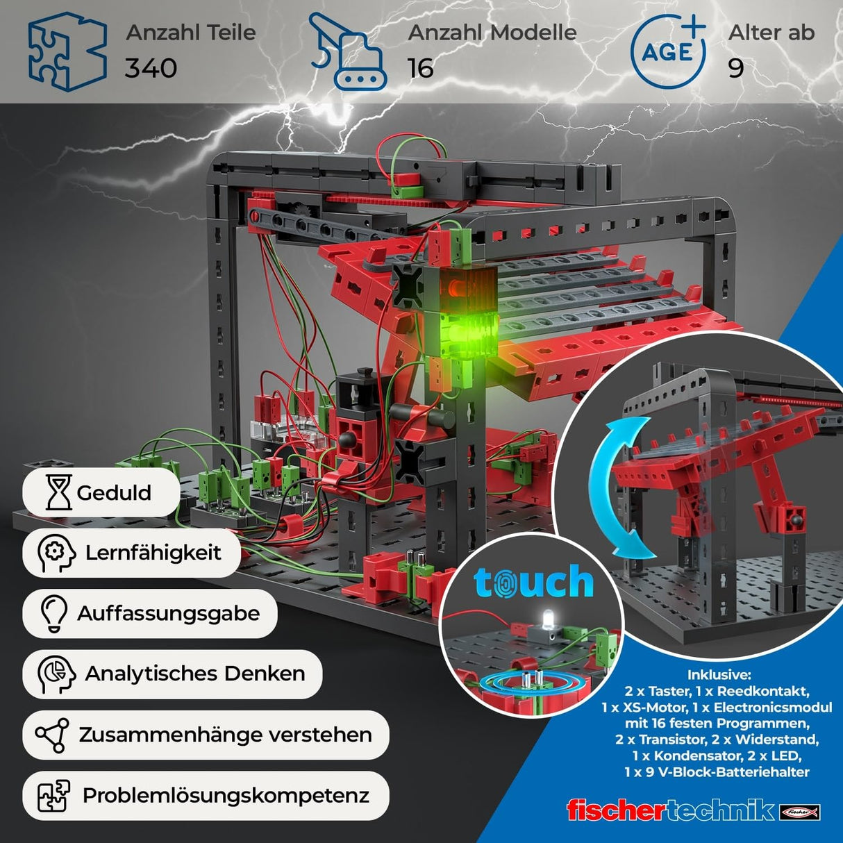fischertechnik PROFI E-Tronic 559883 – juego educativo electrónico, set de construcción para niños, a partir de 9 años