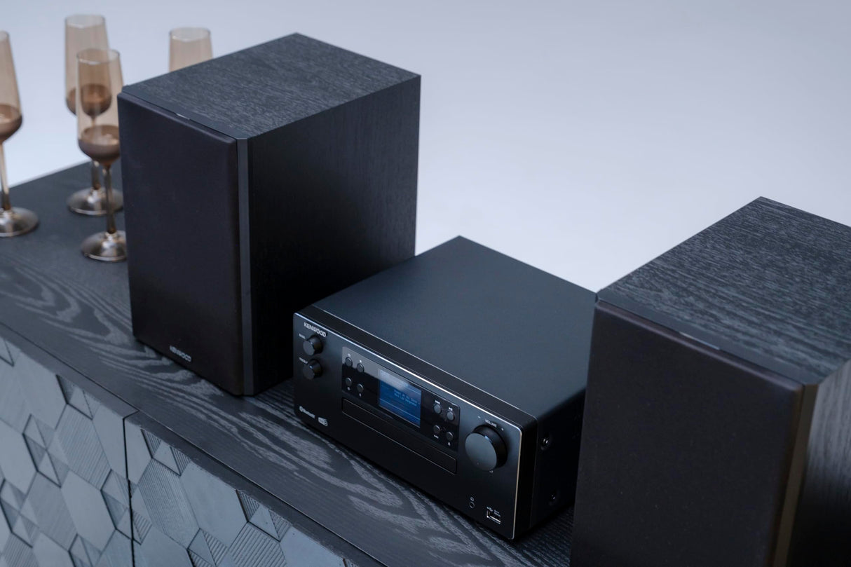Microcadena HiFi Kenwood M-925DAB-B con CD, USB, Dab+ Blueetooth Audio-Streaming. Color: Negro - Mini Equipo de Musica para casa