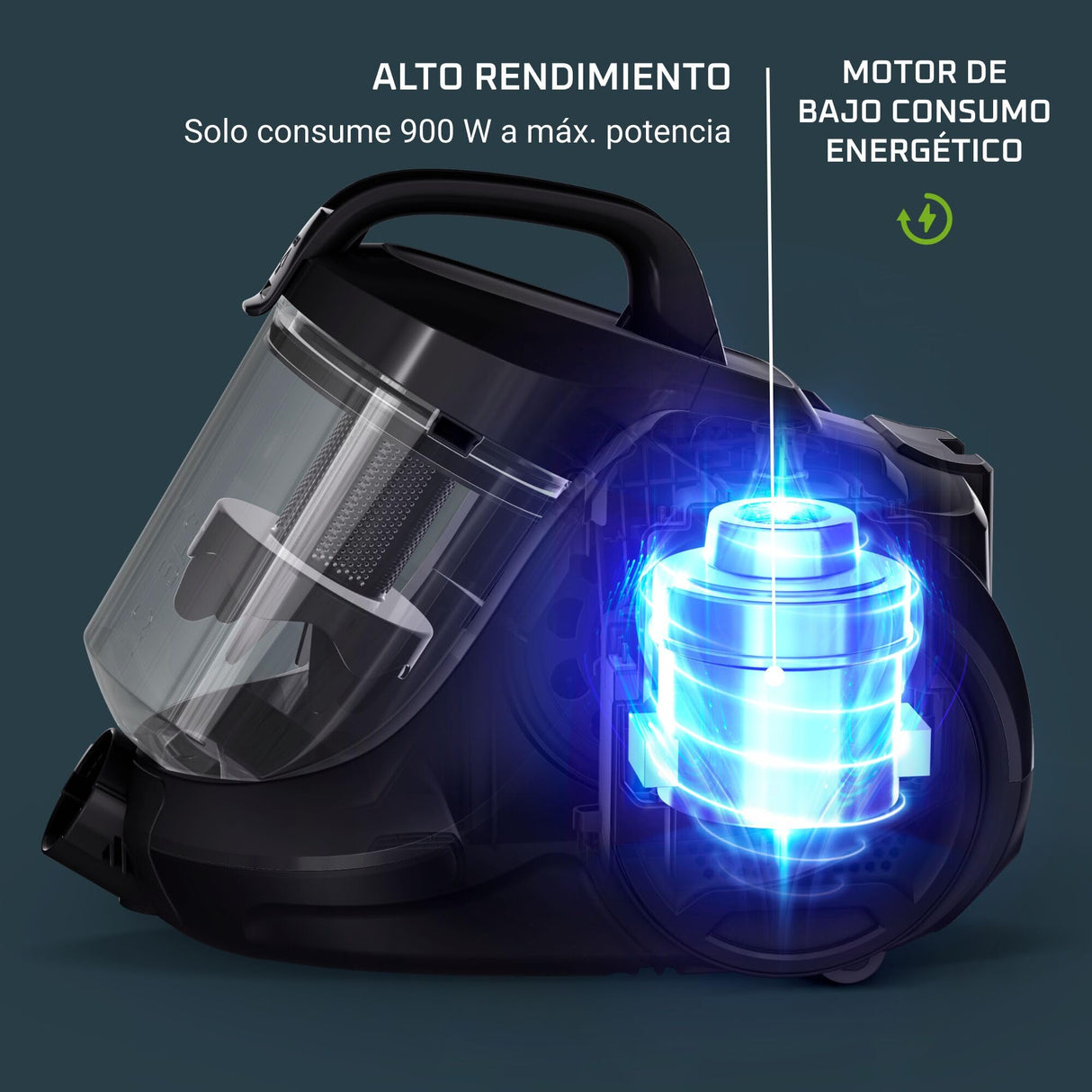 Rowenta Swift Power RO2981 Total Care, aspiradora sin bolsa, sistema ciclónico, depósito 1.5 L, cepillo parquet, boquilla 2 en 1 para ranuras, tapicerías y pelo mascotas, 77 dB, Multicolor