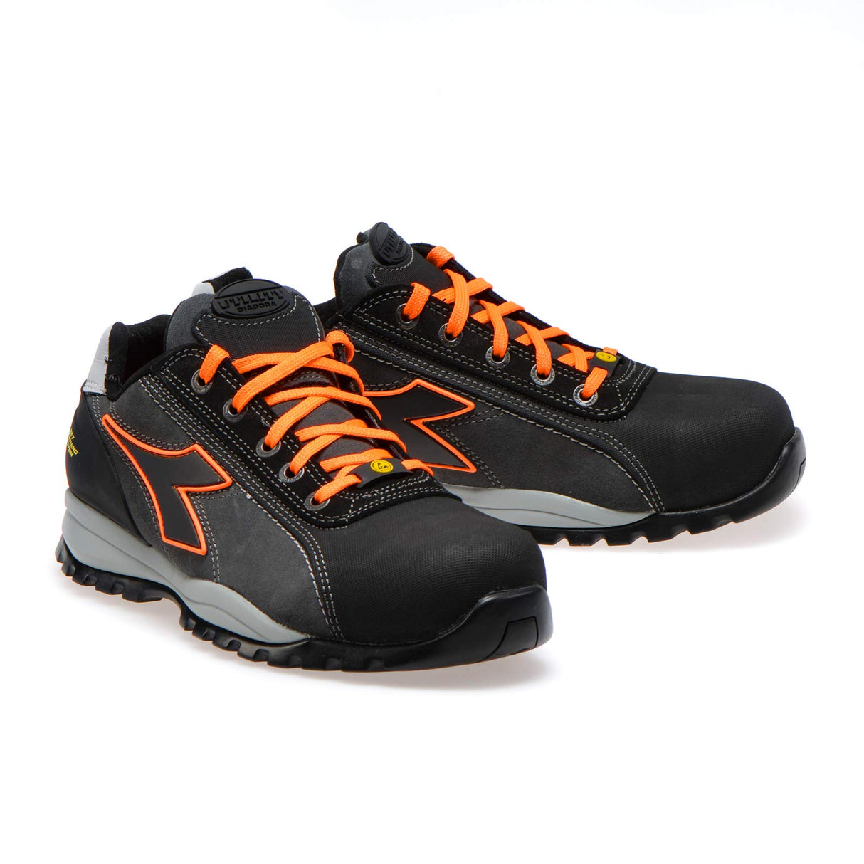 DIADORA Glove Tech Low Pro S3 Sra HRO ESD, Zapatillas Deportivas Hombre, Asphalt/Orange Fluo, 42 EU