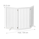 relaxdays Barrera de Seguridad para Perros, Ajustable, 3 Paneles, Reja Protectora Mascotas, 91,5x154 cm, MDF, Blanco, Tablero de Fibras, 3