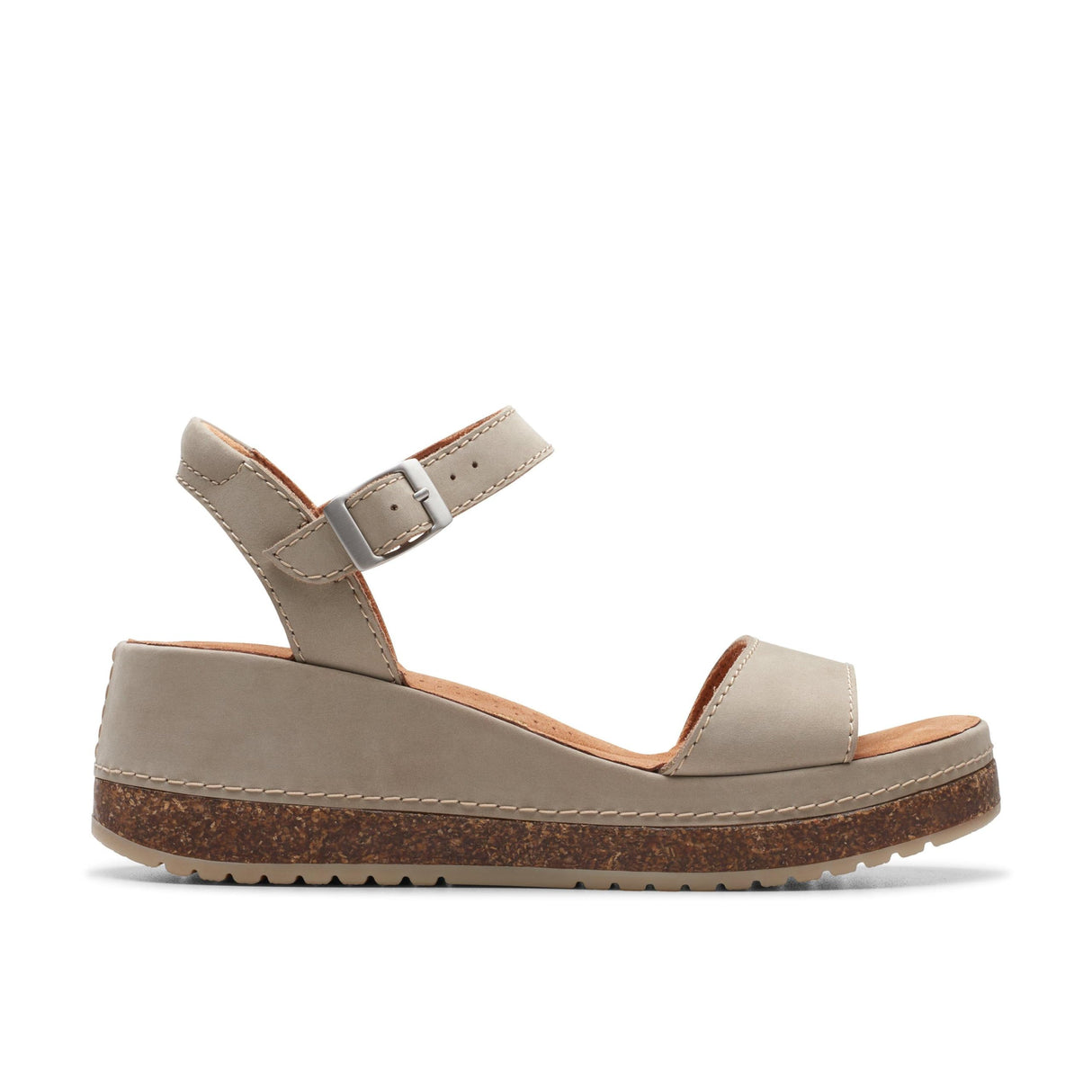 Clarks Kassanda Lily, Sandalia Mujer, Nubuck Piedra, 38 EU