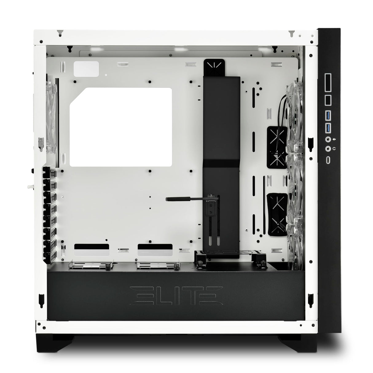 Sharkoon Elite Shark CA300T - Caja de Ordenador, PC Gaming, Torre E-ATX, Blanco