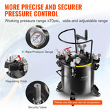 VEVOR Tanque de Presión para Pintura en Aerosol de 20 L de Presión Ajustable de 70 PSI, Tanque de Pintura a Presión con Ruedas y Sellador para Reparación de Fugas para la Decoración del Hogar