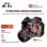 Pentax SLR K-1 Mark II: Cámara Digital Full Frame de Alta Resolución y 36.4 MP, Estabilizador SR de 5 Ejes Incorporado, Estabilización de 5 Pasos de Obturación, Cuerpo Resistente al Pol, Negro
