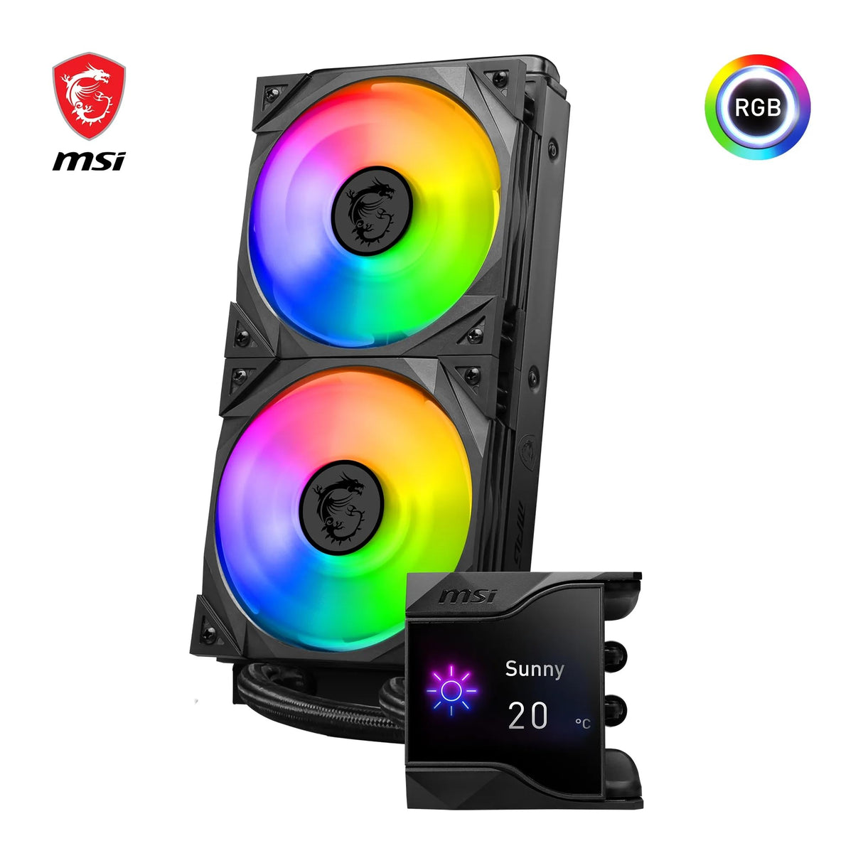 MSI CPU MPG CORELIQUID D240 con refrigeración líquida de 60 mm, 2 ventiladores ARGB de 120 mm, tubos antievaporación y refrigeración GI, compatible con enchufes AMD e Intel
