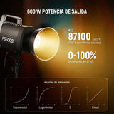NEEWER 600W Luz LED Foco Video para Estudio 2,4G/App Control 87100Lux/1m, Luz Continua COB Bicolor 2700K-6500K con CRI95+, 12 Escenas, Foco Montura Bowens para Fotografía Grabación Streaming, FS600B