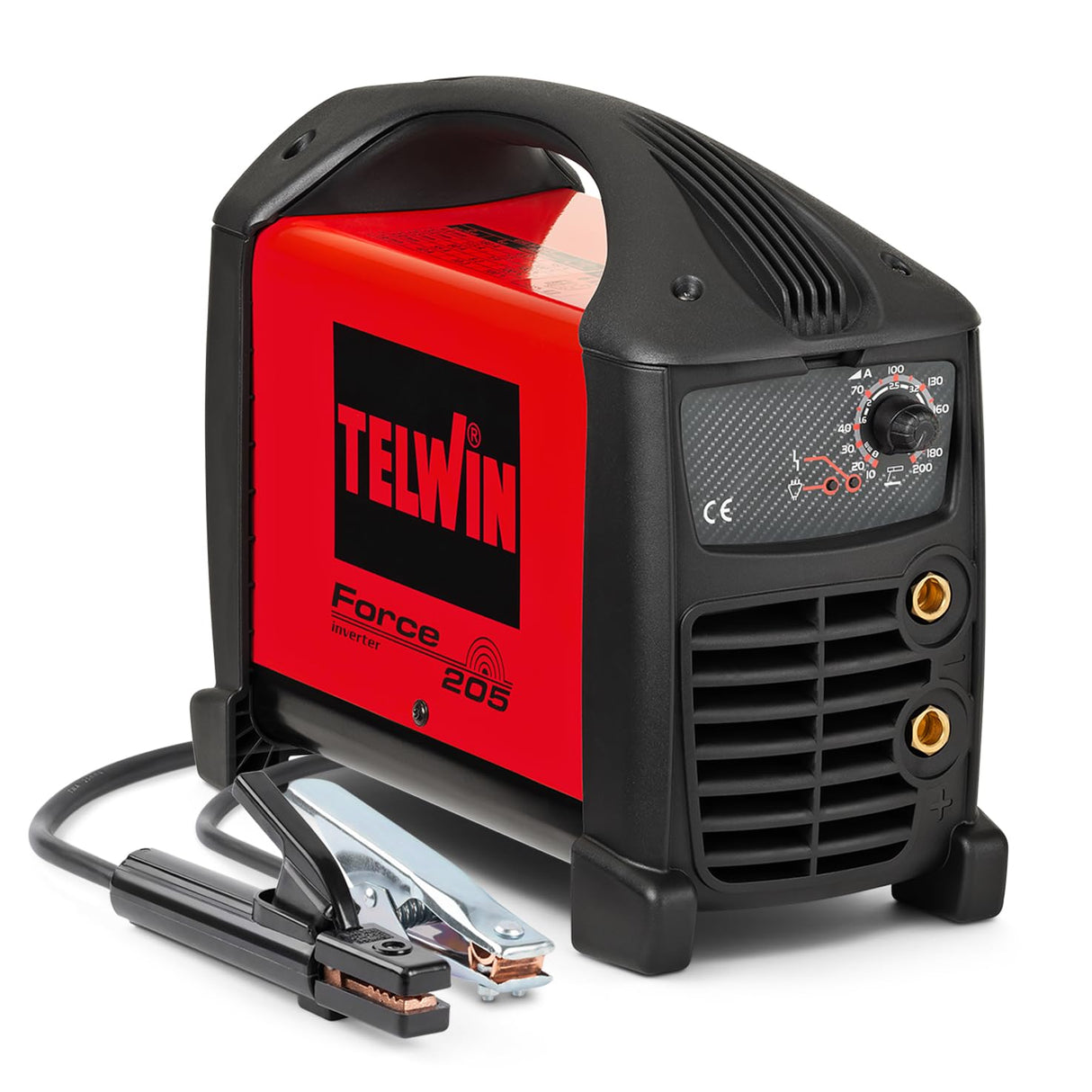 Telwin Force 205 Soldadora inverter a electrodo MMA con casque de soldadura automático y accesorios para soldadura, 200A