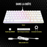 Corsair K65 RGB Mini 60% Teclado de Juego con Cable mecánico – Switches lineales Cherry MX Red – Teclas PBT de Doble Salida, Compatible con iCUE – AZERTY FR – PC, Mac, Xbox – Blanco