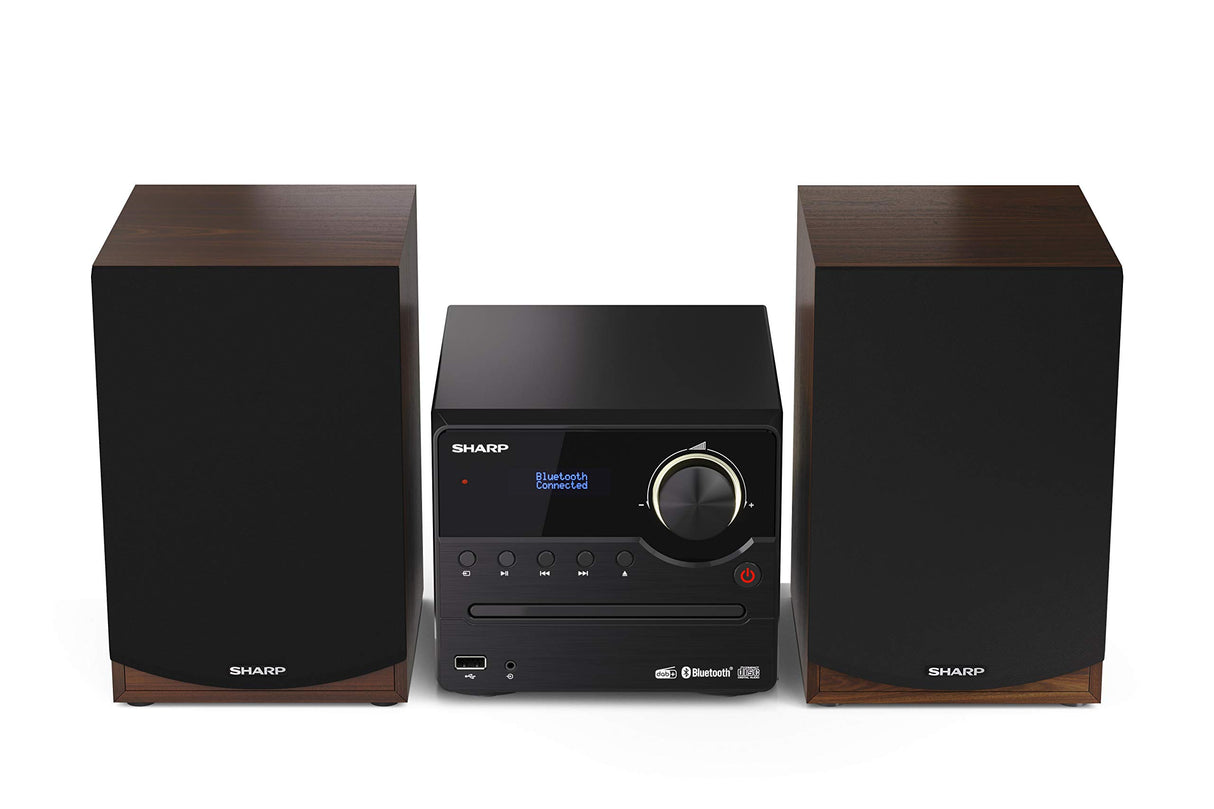 Sharp XL-B517D(BR) Microcadena Sound System Estereo con Radio Dab, Dab+, FM, Bluetooth, CD-MP3, reproducción USB, Altavoces de Madera y 45W Color Marron