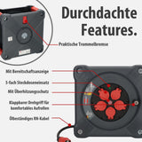 Brennenstuhl Carrete de cable profesional KA 3200 5 IP44 (cable H07RN-F 3G2,5 de 33 m en negro, 5 tomas de seguridad, uso en obra y exterior permanente, fabricado en Alemania)