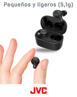 JVC HA-Z250T - Auriculares Inalámbricos con Bluetooth 5.3, 28 Horas de Batería, Certificación IPX4, Solo 5,1g de Peso, Cancelación de Ruido, 3 Pares de Almohadillas de Silicona y 2 de Espuma, Negro