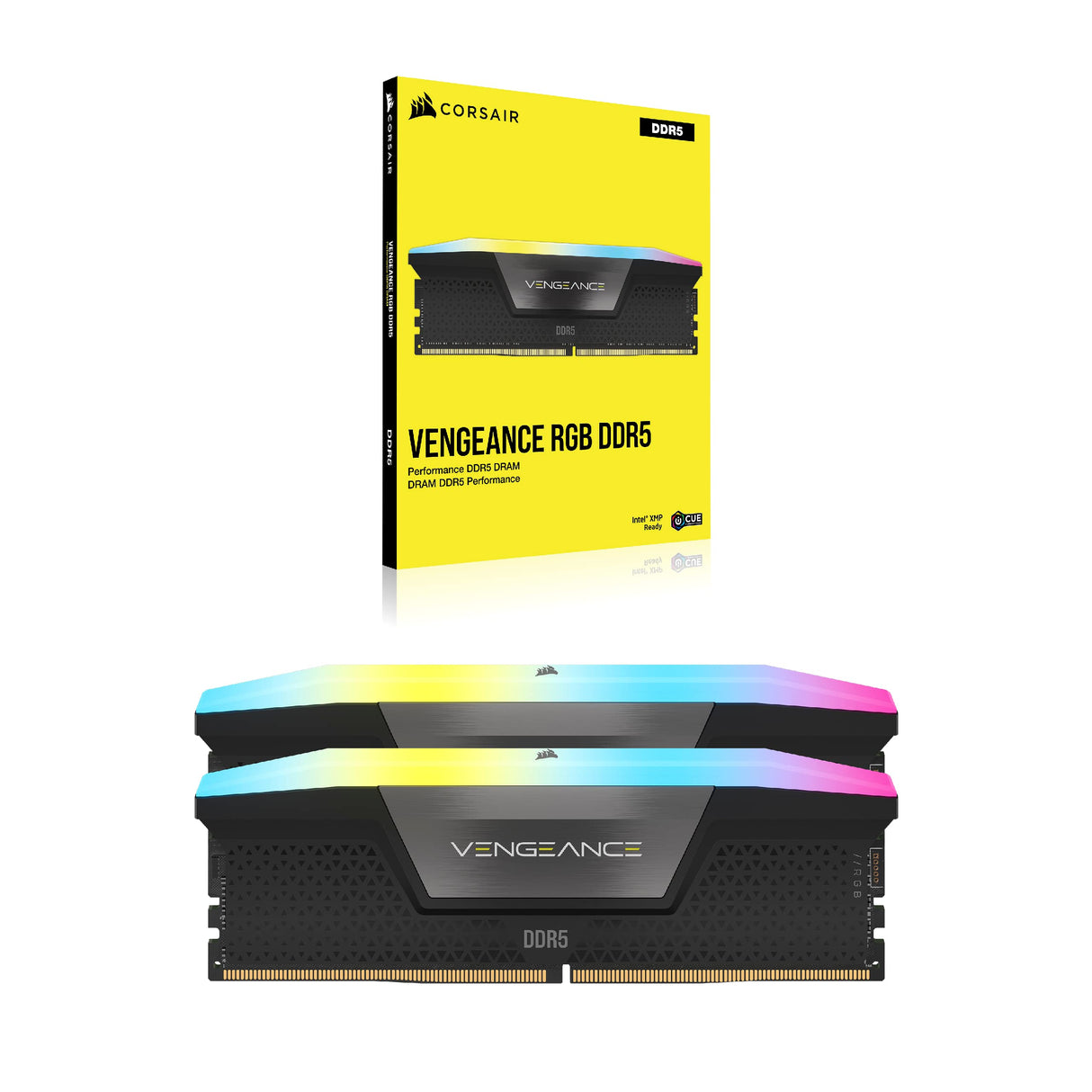 CORSAIR Vengeance RGB DDR5 RAM 64GB (2x32GB) 6400MHz CL42-52-52-104 1.35V Intel XMP 3.0 Memoria de Ordenador de Sobremesa – Negro (CMH64GX5M2B6400C42)