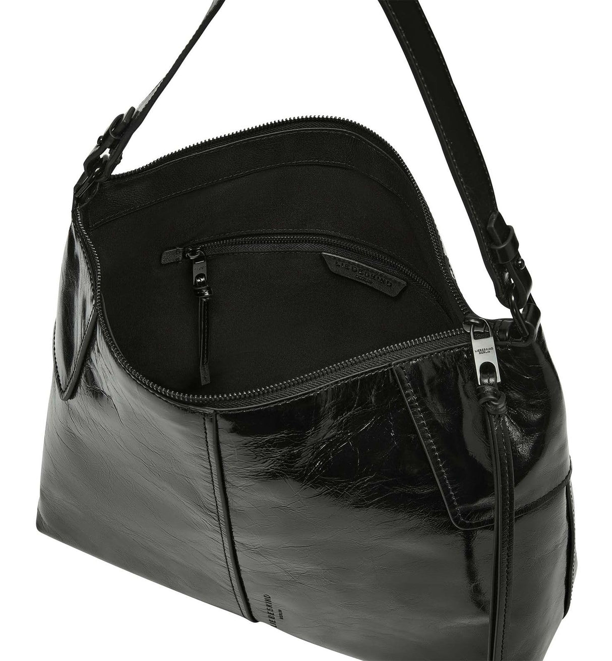 Liebeskind BERLIN Mila Lack Distressed Hobo Bag M Black