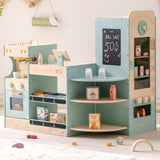 ROBUD Tienda de Compras para niños, Tienda de Compras de Madera, Juguete de Tienda de comestibles con máquina de café, Caja registradora, máquina expendedora, Juguete de rol Grande, 3+