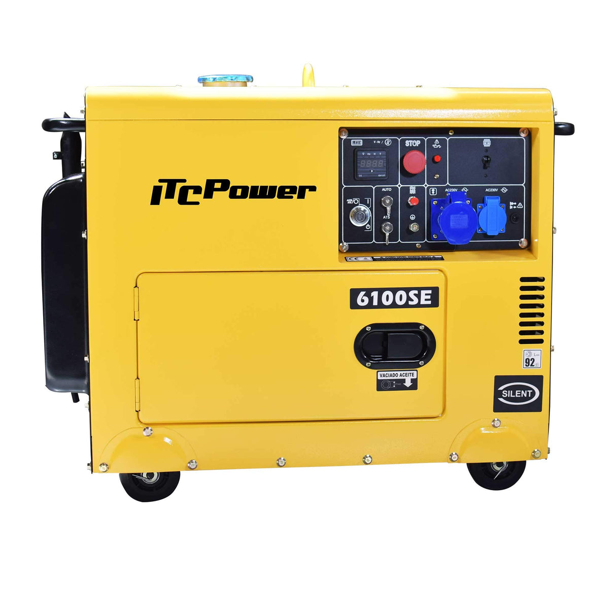 ITC Power NT-6100SE - Generador Diésel (monofásico, 12 L), color amarillo