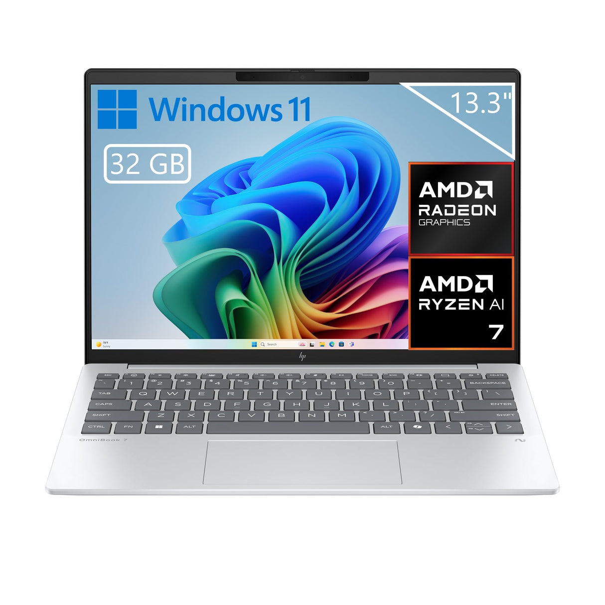 HP OmniBook 7 Aero – Ordenador portátil Ultraligero de 13.3" 2K (AMD Ryzen AI 7 350, 32GB RAM, 1TB SSD, AMD Radeon 860M, Windows 11) Gris – Teclado QWERTY Español