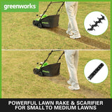 Greenworks Cortacésped de Batería Escarificador Rastrillo a Motor sin Escobillas 3100 RPM, Ancho 38cm, 5 Profundidades, Caja Recolección 45 L SIN Batería 40V y Cargador, Garantía 3 Años GD40SC38II