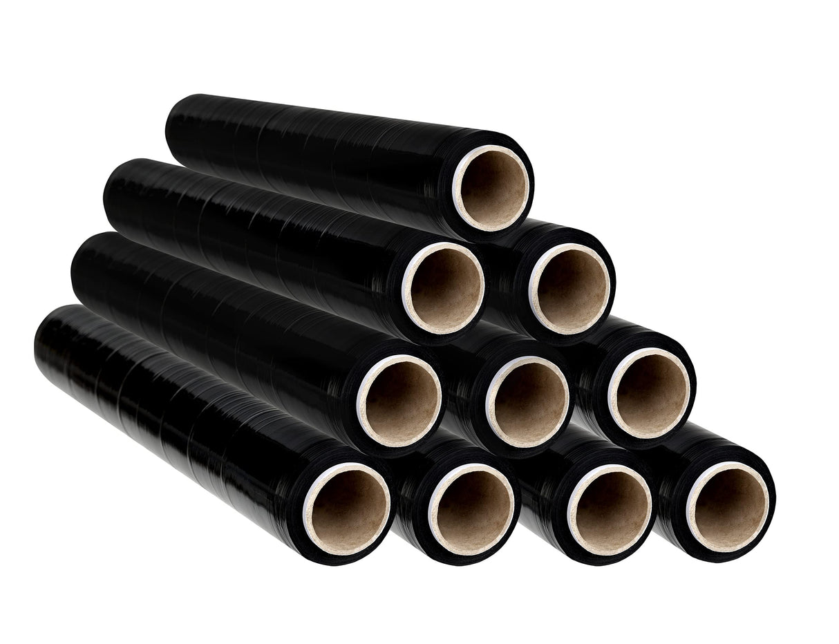 OFITURIA Film para Embalar 50 cm de Ancho y Estirable Hasta 300 Metros de Longitud – Rollo de Film Elástico Manual para Embalaje Industrial (Negro, 10)