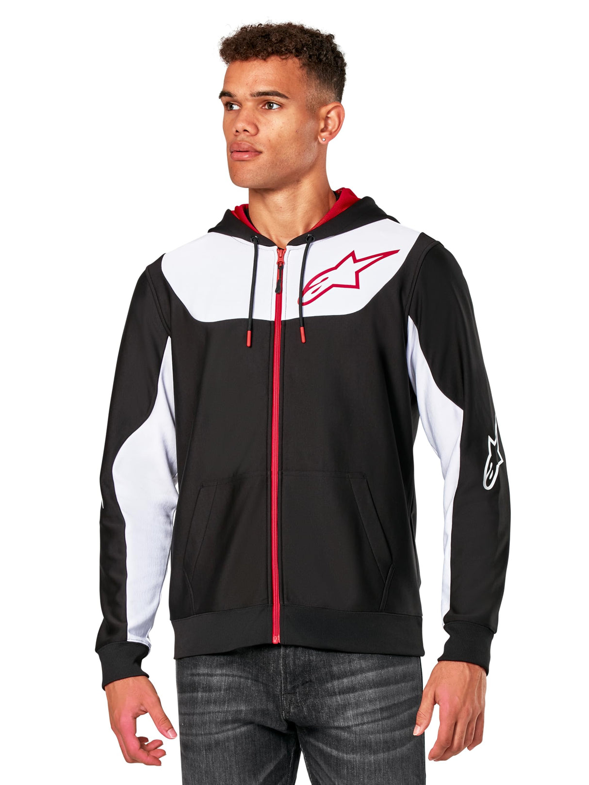 Alpinestars Sessions V3 Hoodie Sweatshirt Sudadera con Capucha para Hombre Negro/Blanco/Rojo M