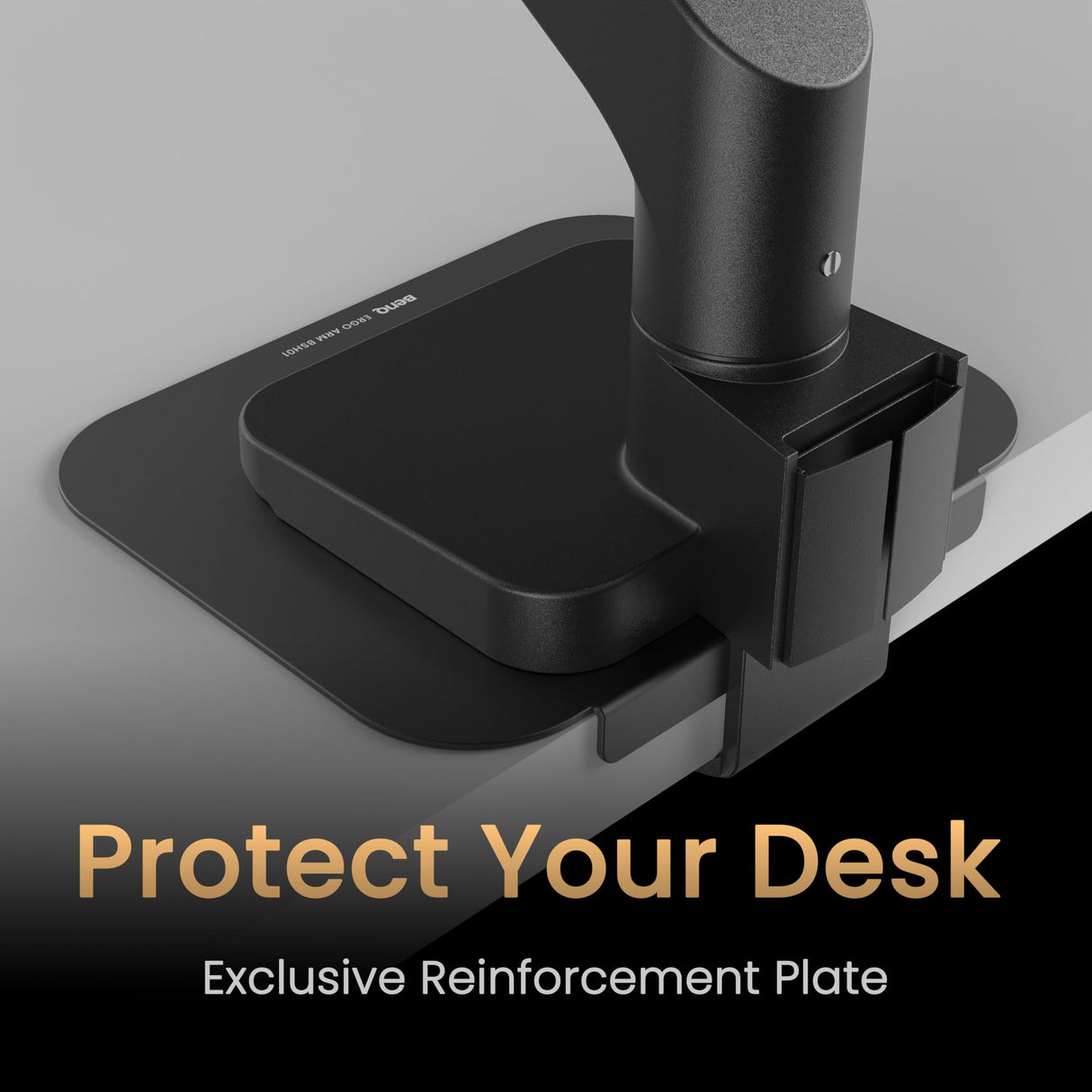 BenQ BSH01 Brazo ergonómico para Monitor - Soporte para Pantallas de hasta 45'' y 20 kg, Alta Resistencia, sin tambaleos, Abrazadera Superior y Base, Placa Refuerzo, VESA 75x75 y 100x100 mm