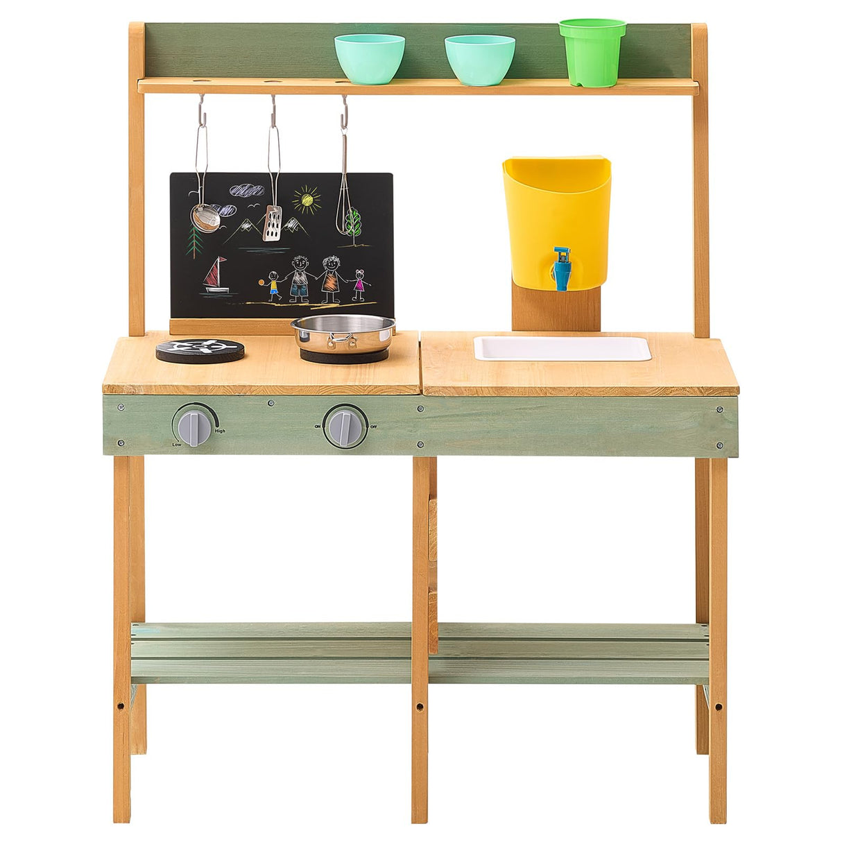 VEVOR Cocina de Barro para Niños 391 x 762 x 914 mm Juego de Cocina de Madera Cocina de Juguete para Niños Cocinita Infantil de Madera para Exteriores Cocina de Juego de Simulación con Accesorios