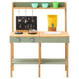 VEVOR Cocina de Barro para Niños 391 x 762 x 914 mm Juego de Cocina de Madera Cocina de Juguete para Niños Cocinita Infantil de Madera para Exteriores Cocina de Juego de Simulación con Accesorios