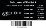 Wera 05020170001 6004 Joker VDE 4 Set 1, Juego de llaves de boca autoajustantes de aislamiento VDE, 4-teilig