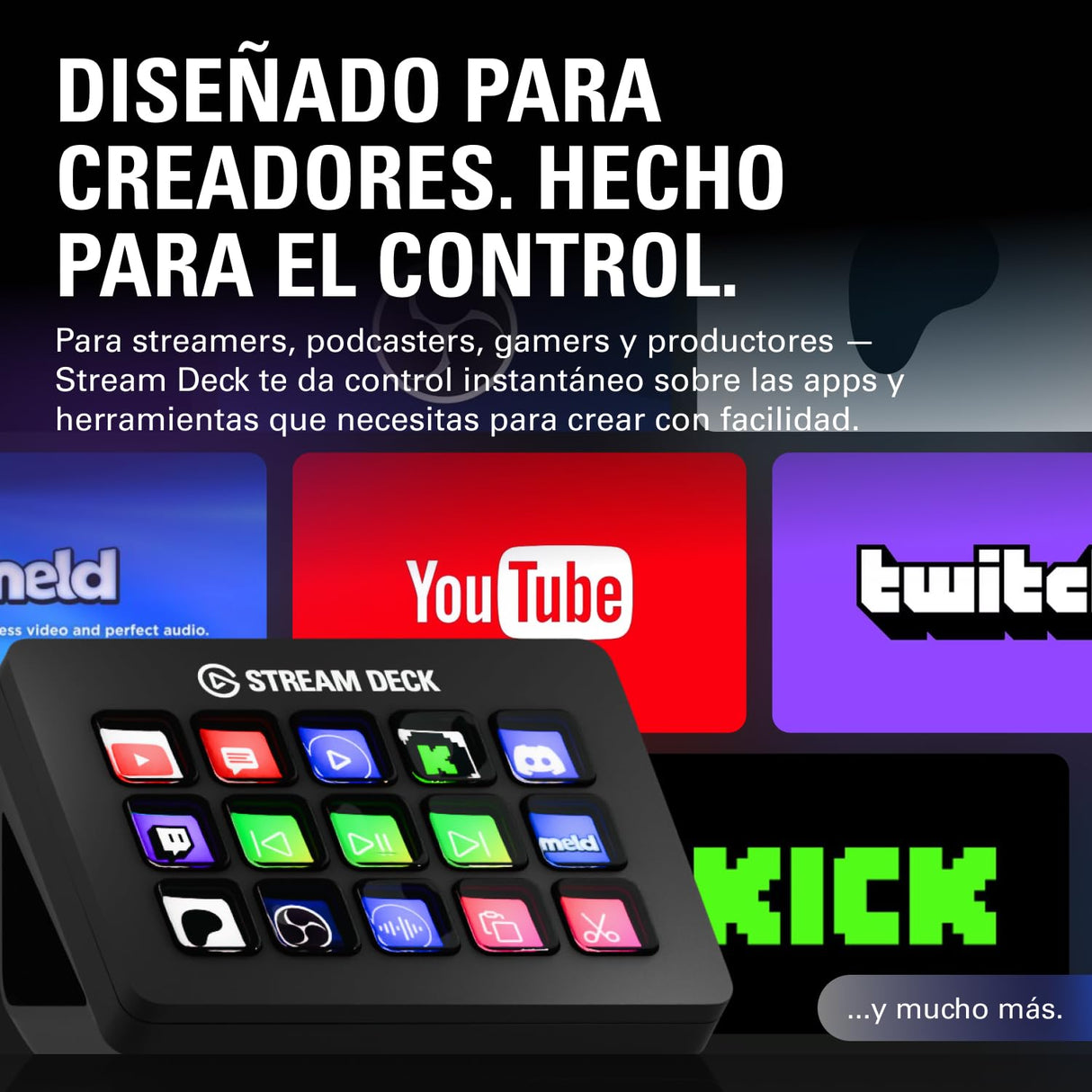 Elgato Stream Deck MK.2 – Controlador de estudio, 15 teclas macro, activa acciones en apps y software como OBS, Twitch, YouTube y otros, funciona en Mac y PC, Color Negro